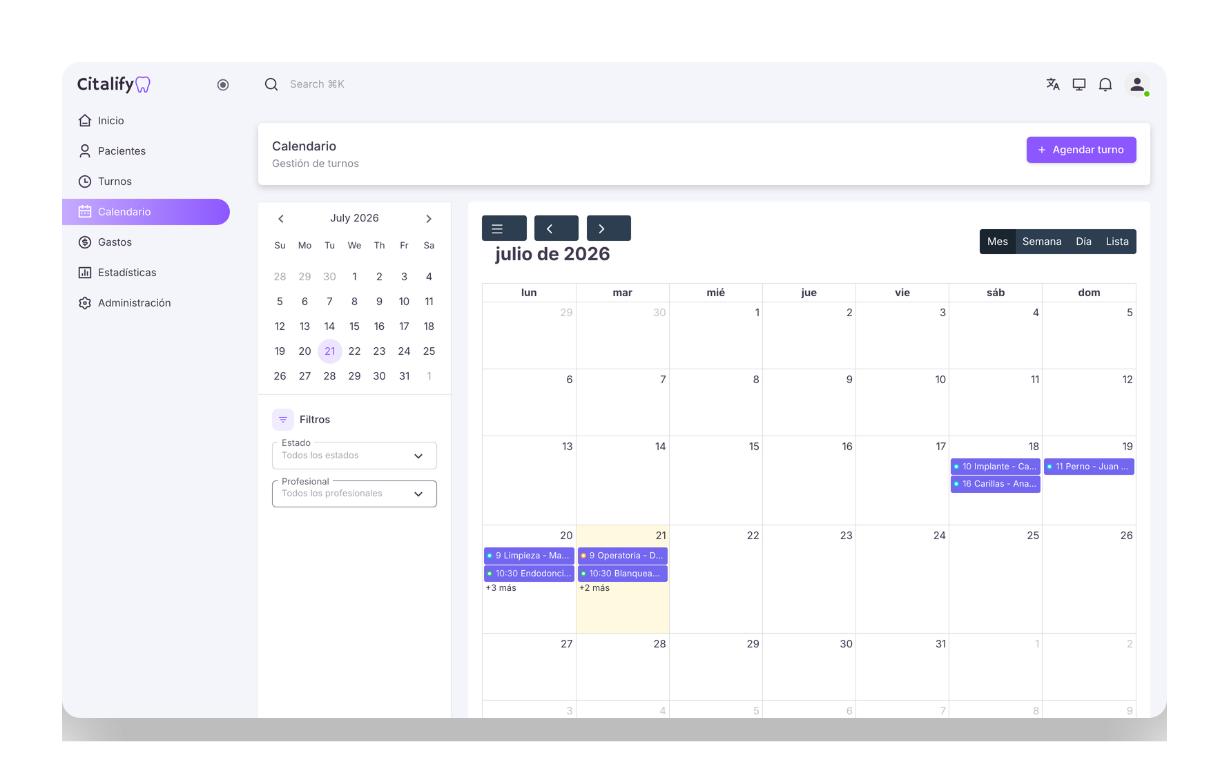 Calendario de Citalify
